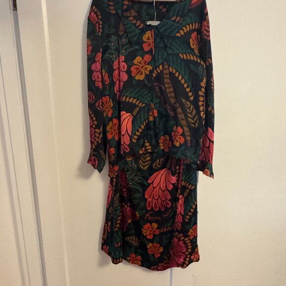 Farm Rio - Black Flowerdoscopic Midi Skirt & Top Set - Picture 2 of 11